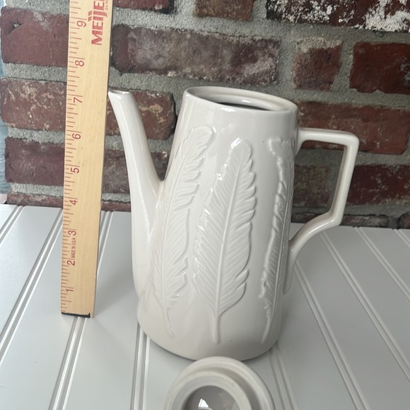Coffee Pot by Patch NYC @ Target. Cream color with fern design ceramic - Picture 7 of 11
